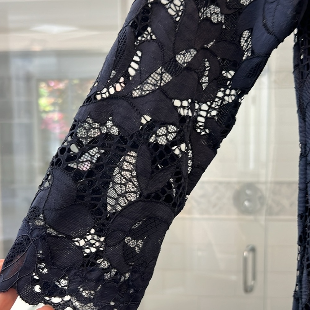 Josie Natori navy lace dress